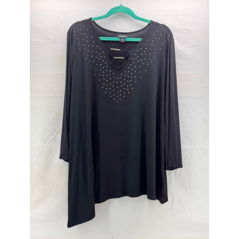 Simply, Emma women’s 2X black studded asymetrical top party